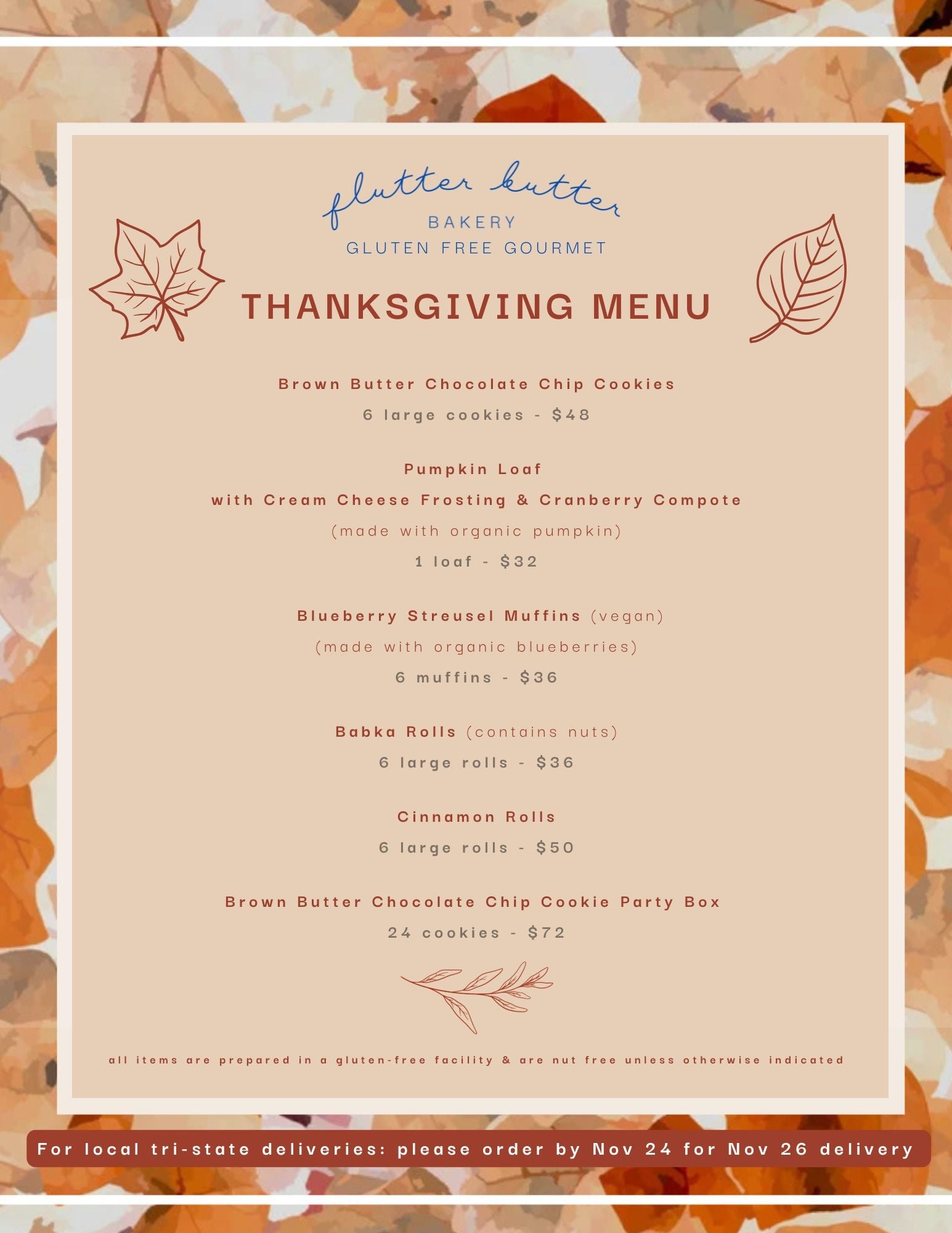 Thanksgiving Menu – Flutter Butter Bakery